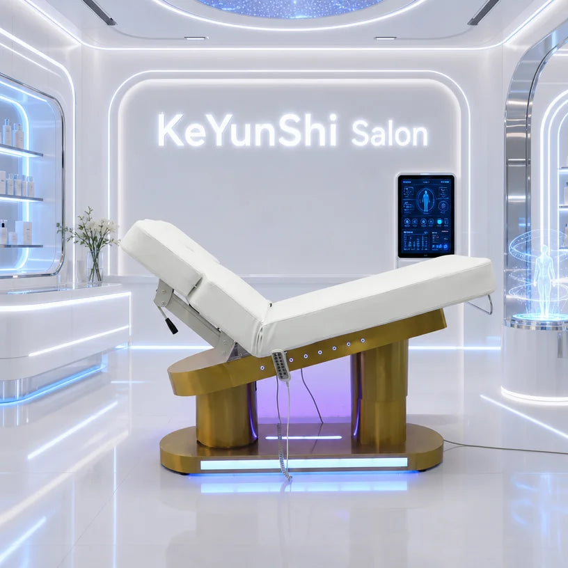 Custom Luxury Spa Room White pink Facial Beauty Lash Extension Bed 4 Motors Electric Heating Massage Tables & Beds for Salon