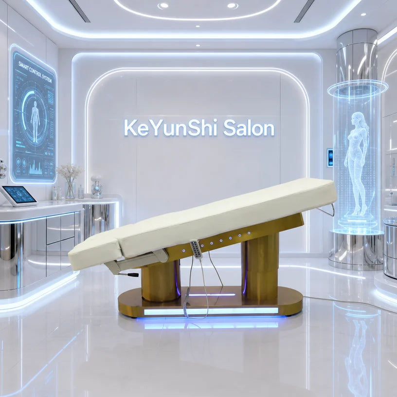 Custom Luxury Spa Room White pink Facial Beauty Lash Extension Bed 4 Motors Electric Heating Massage Tables & Beds for Salon