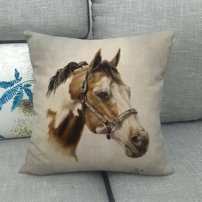 Creative vintage horse head Digital printing short plush pillow covers for car sofa office cushion cover home goods