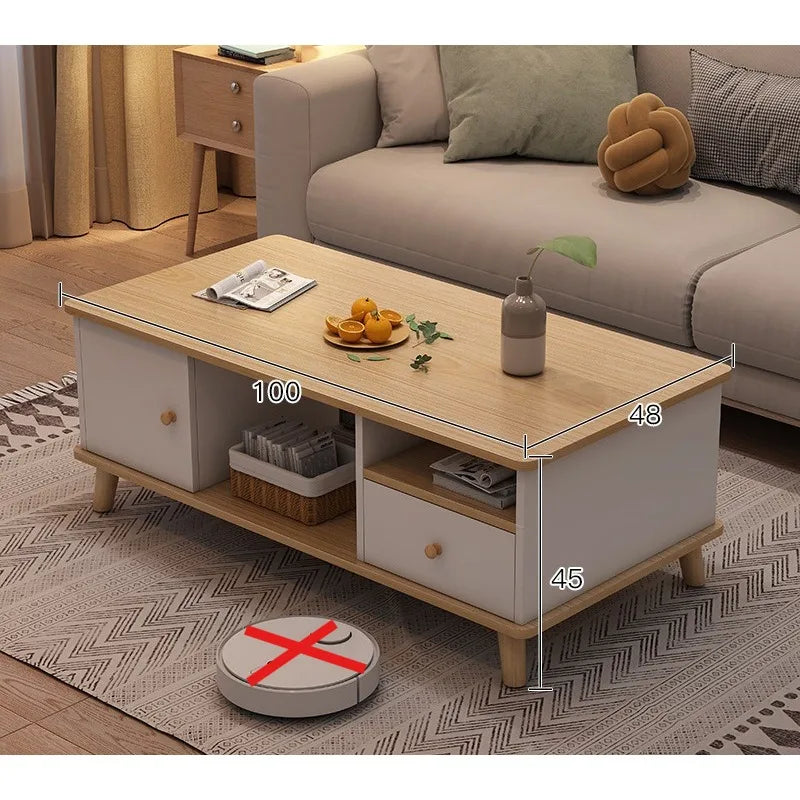 Coffee table living room household modern simple coffee table small apartment solid wood leg tea table tea table square