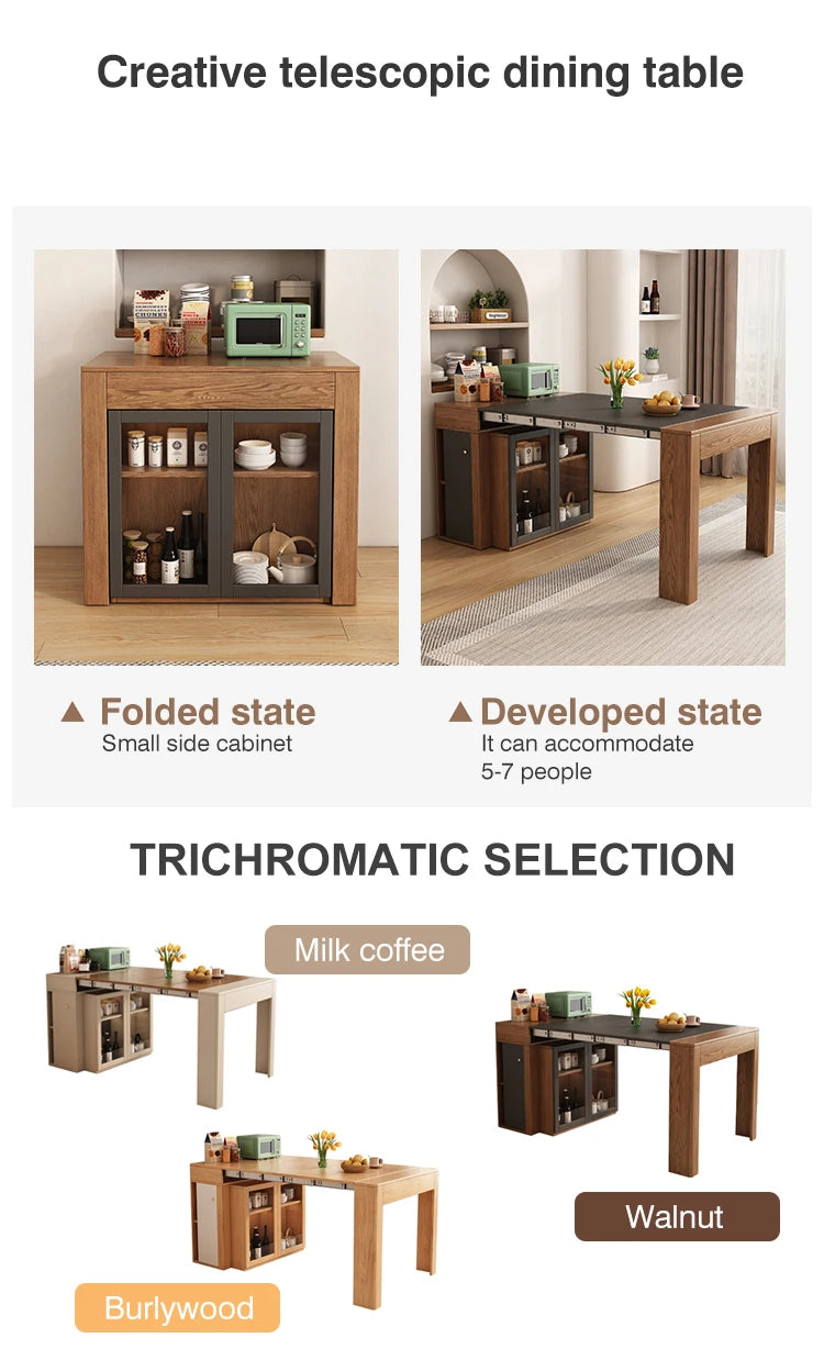 Modern Extendable Dining Table, Multi-functional Folding Wood Color ,Customizable Home Furniture ,Kitchen Table