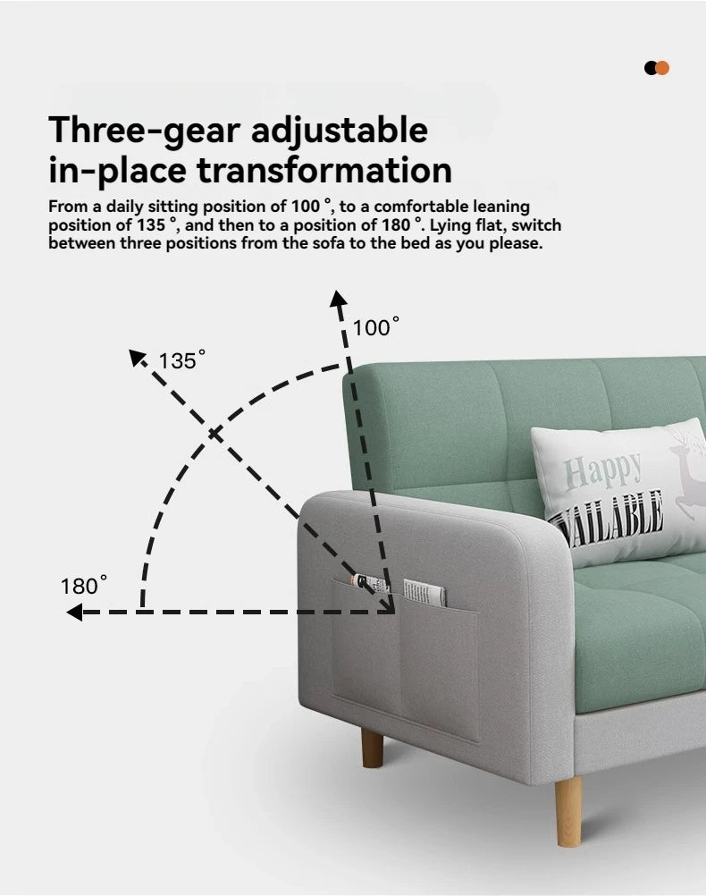 Stable Small Unit Sofa Bed, Foldable Dual-purpose Double Bed, Home Office Nap, Three Person Sofa, Leisure Fabric, Lazy Sofa