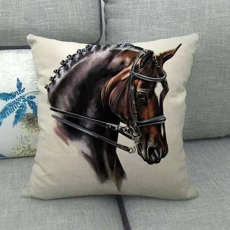 Creative vintage horse head Digital printing short plush pillow covers for car sofa office cushion cover home goods