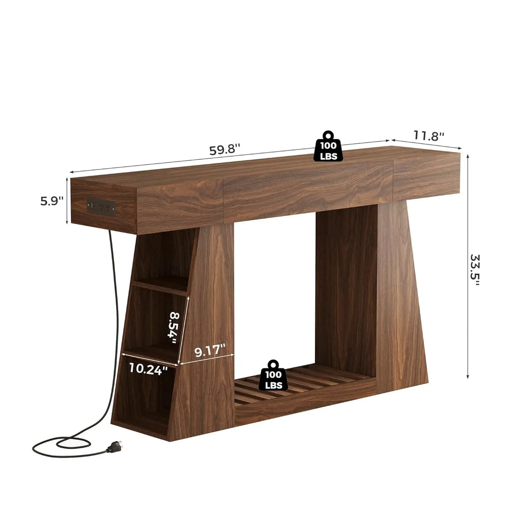 Console Table with Drawer & Shelf, Mid-Century Modern Entryway Table, Narrow Hallway Table with Storage Drawers,, Customized