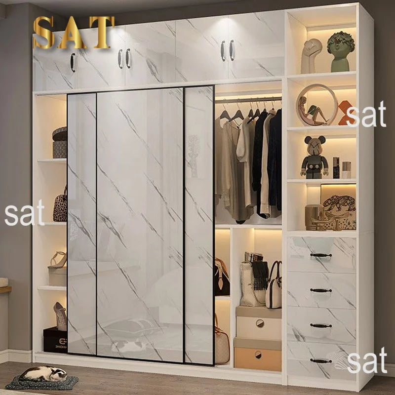 Modern Cheap Closet Clothes MDF Small Size Corner Simple Design Bedroom Furniture Wardrobes with Large Storage