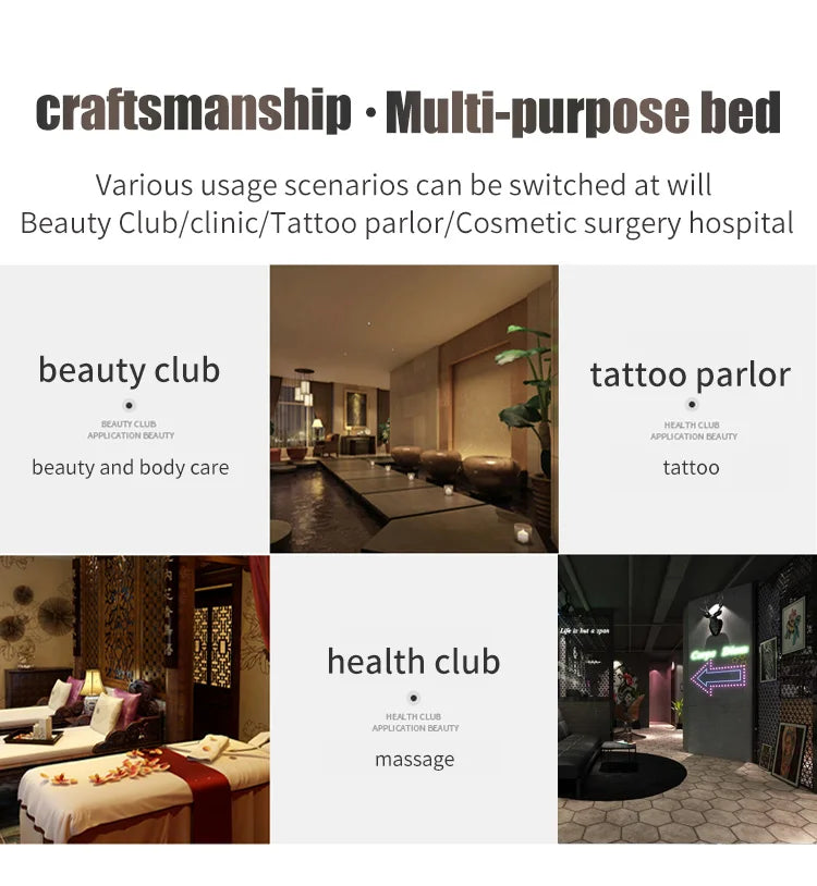 Custom Luxury Spa Room White pink Facial Beauty Lash Extension Bed 4 Motors Electric Heating Massage Tables & Beds for Salon