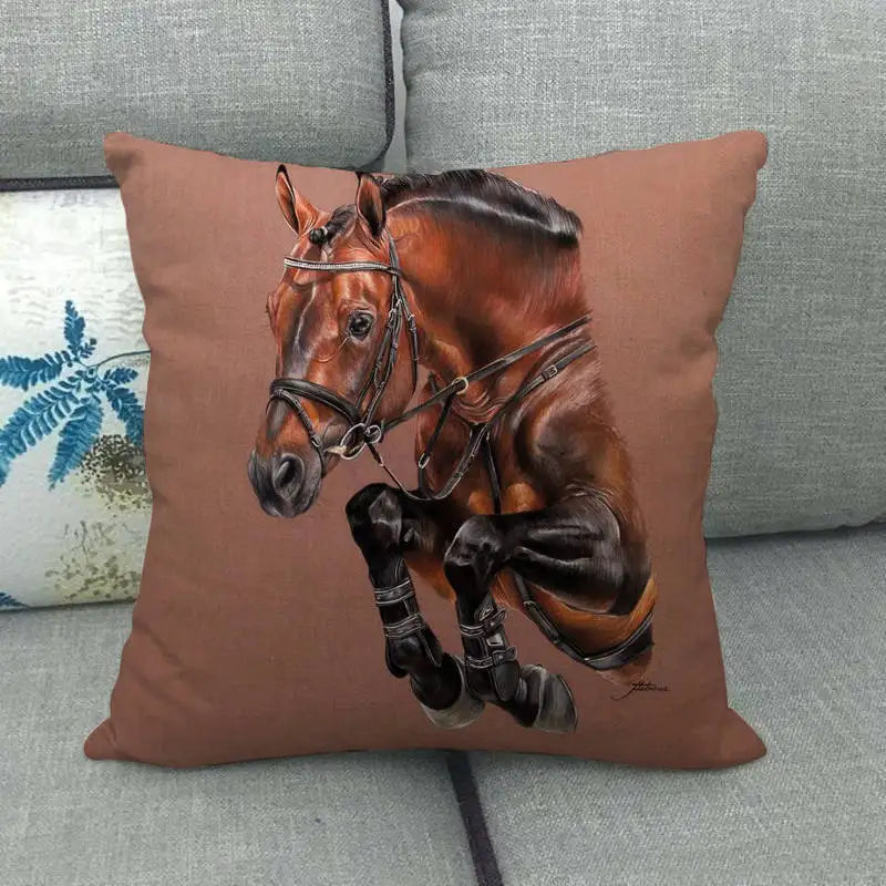 Creative vintage horse head Digital printing short plush pillow covers for car sofa office cushion cover home goods