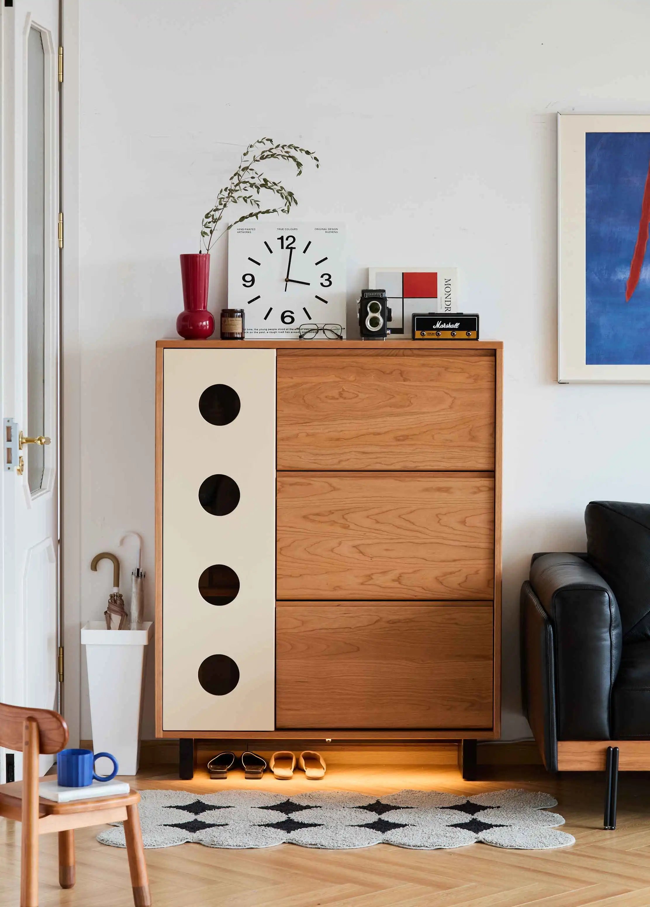 Modern Half House Wooden Shoe Cabinet for Home Hotel Entryway Furniture Organizer for Living Room Apartment Shoes Accessories
