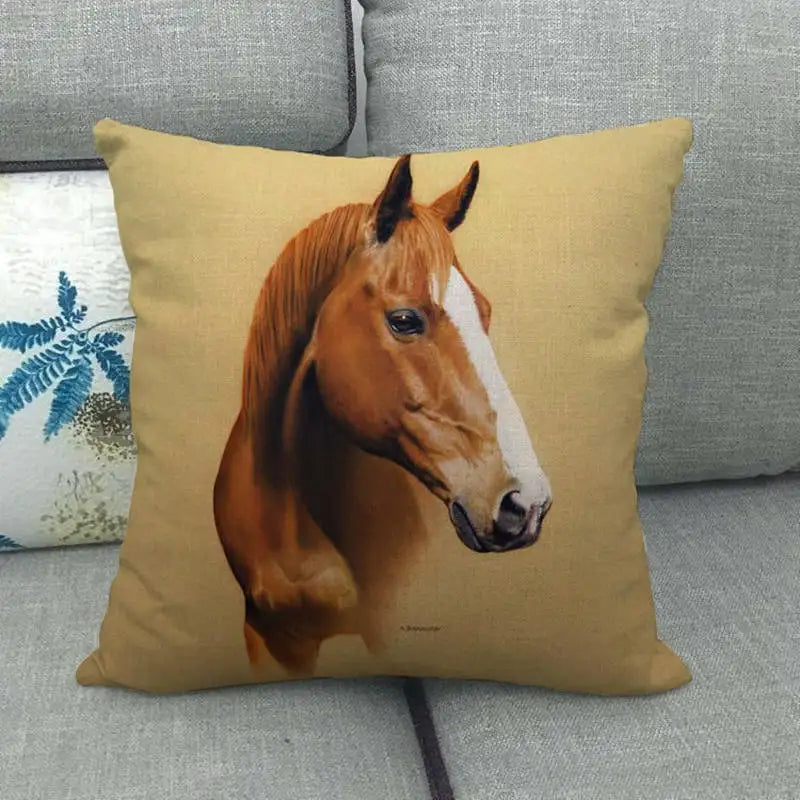 Creative vintage horse head Digital printing short plush pillow covers for car sofa office cushion cover home goods