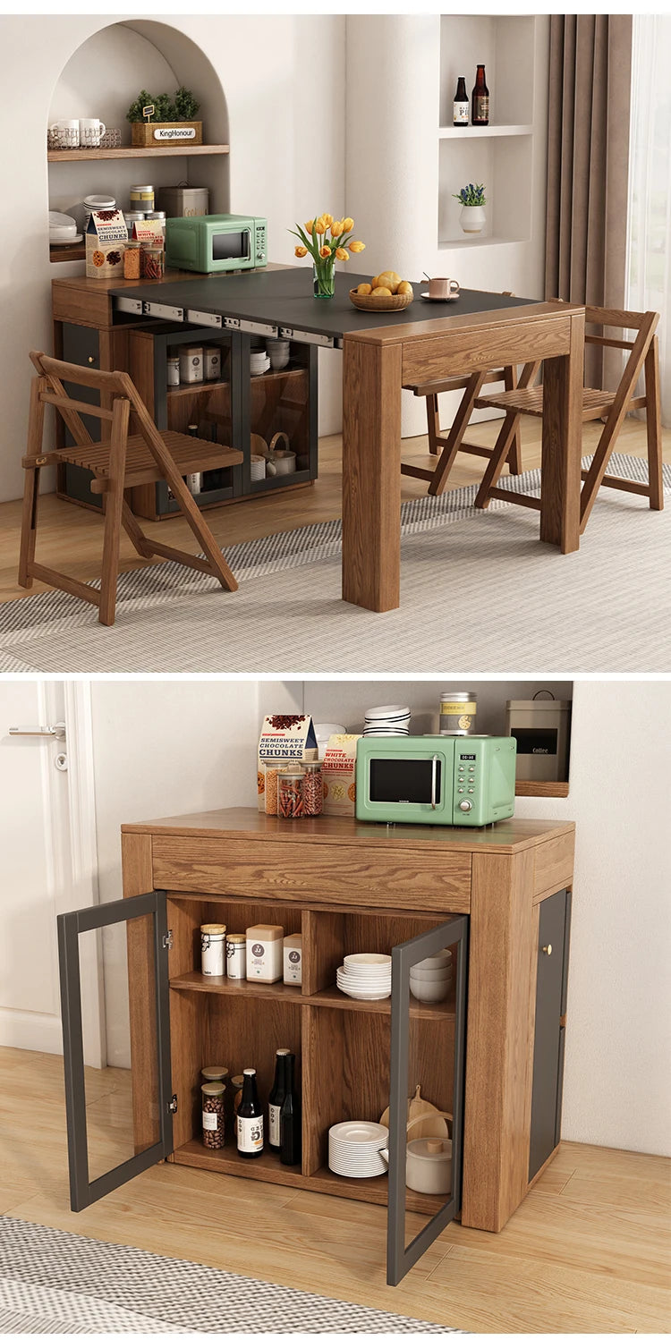 Modern Extendable Dining Table, Multi-functional Folding Wood Color ,Customizable Home Furniture ,Kitchen Table