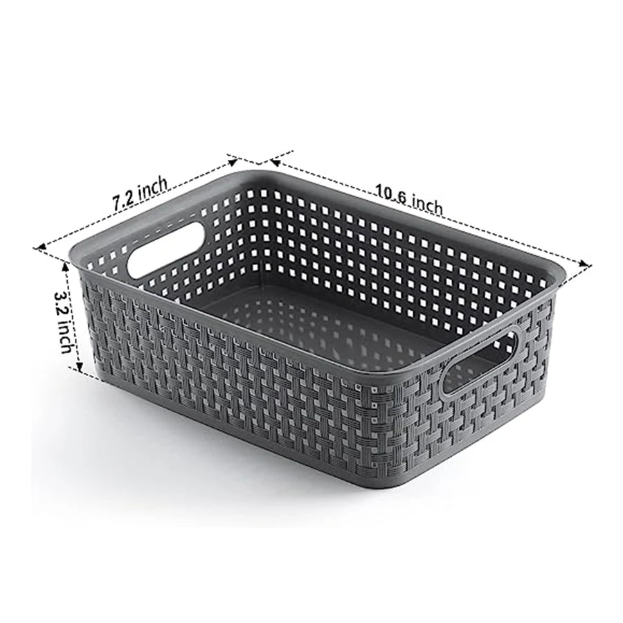 4 Pack Plastic Storage Box Hollowed Out Side Woven Simple Storage Organizer Basket, Home Goods Kitchen Sundry Boxes