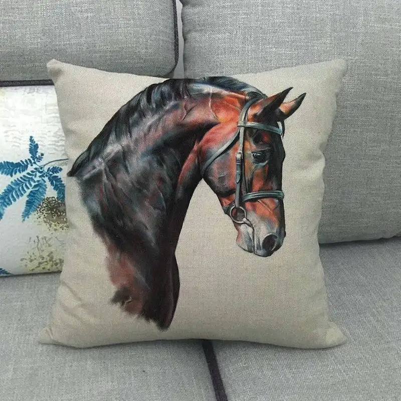 Creative vintage horse head Digital printing short plush pillow covers for car sofa office cushion cover home goods
