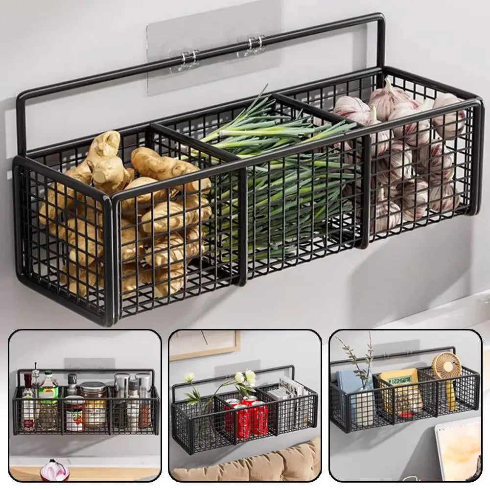 Kitchen Shelf Metal Storage Rack Wall-Mounted Multi-functional Bath Shampoo Organizer Home Goods Storage Shelves Organization