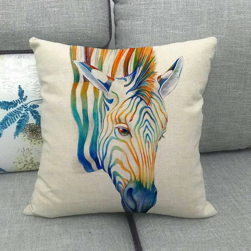 Creative vintage horse head Digital printing short plush pillow covers for car sofa office cushion cover home goods