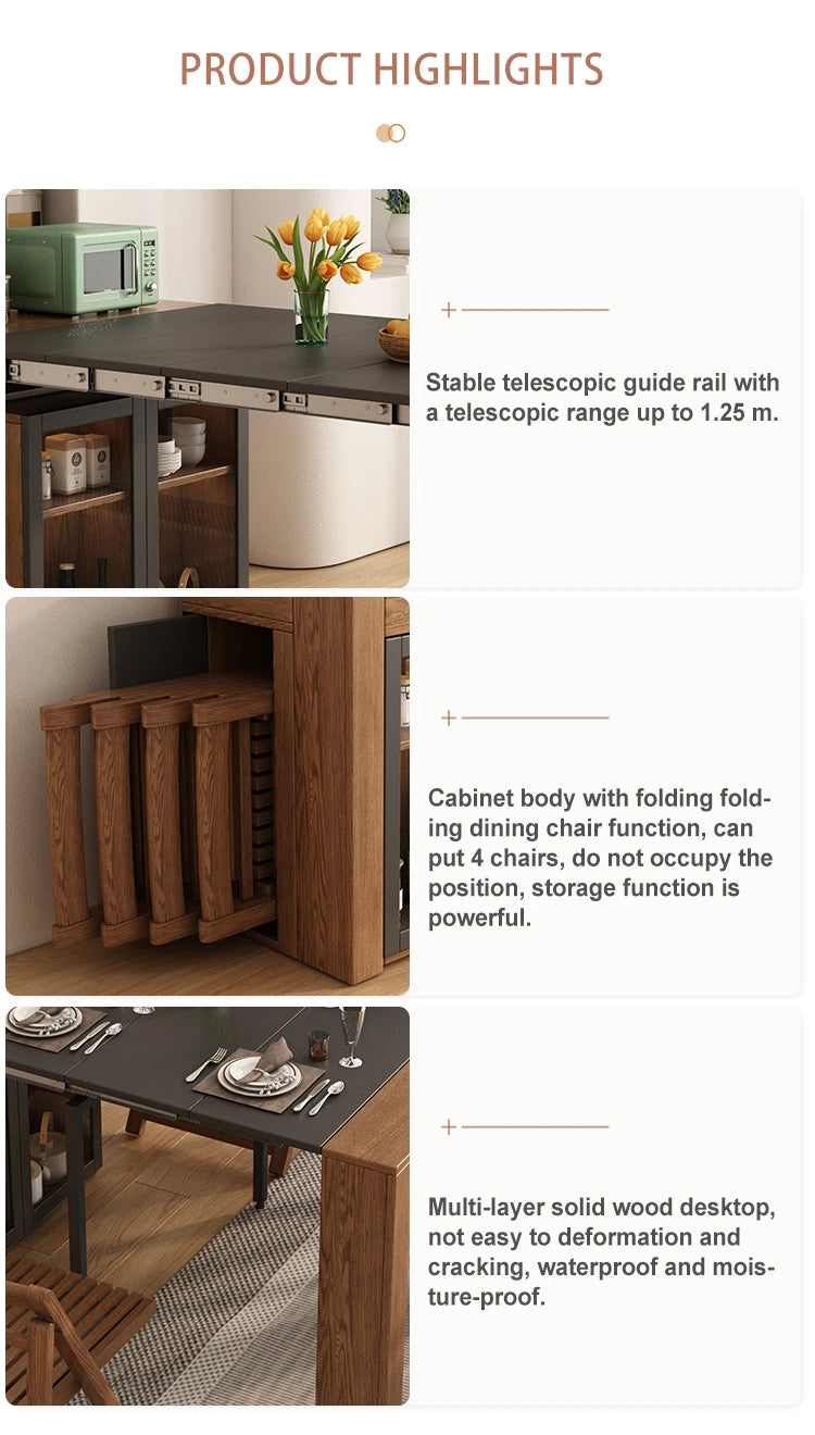 Modern Extendable Dining Table, Multi-functional Folding Wood Color ,Customizable Home Furniture ,Kitchen Table