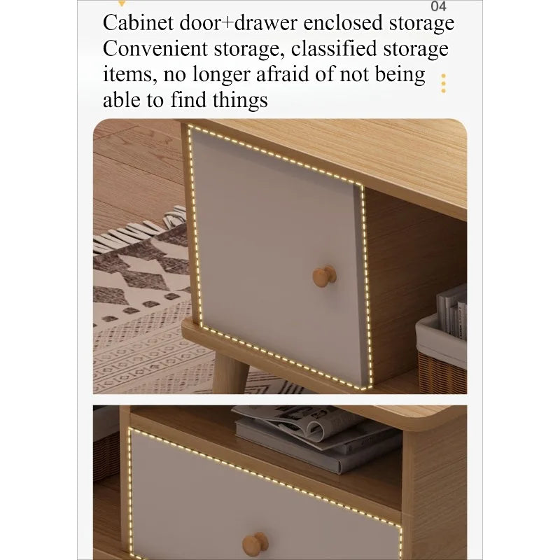 Coffee table living room household modern simple coffee table small apartment solid wood leg tea table tea table square