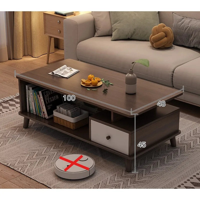 Coffee table living room household modern simple coffee table small apartment solid wood leg tea table tea table square