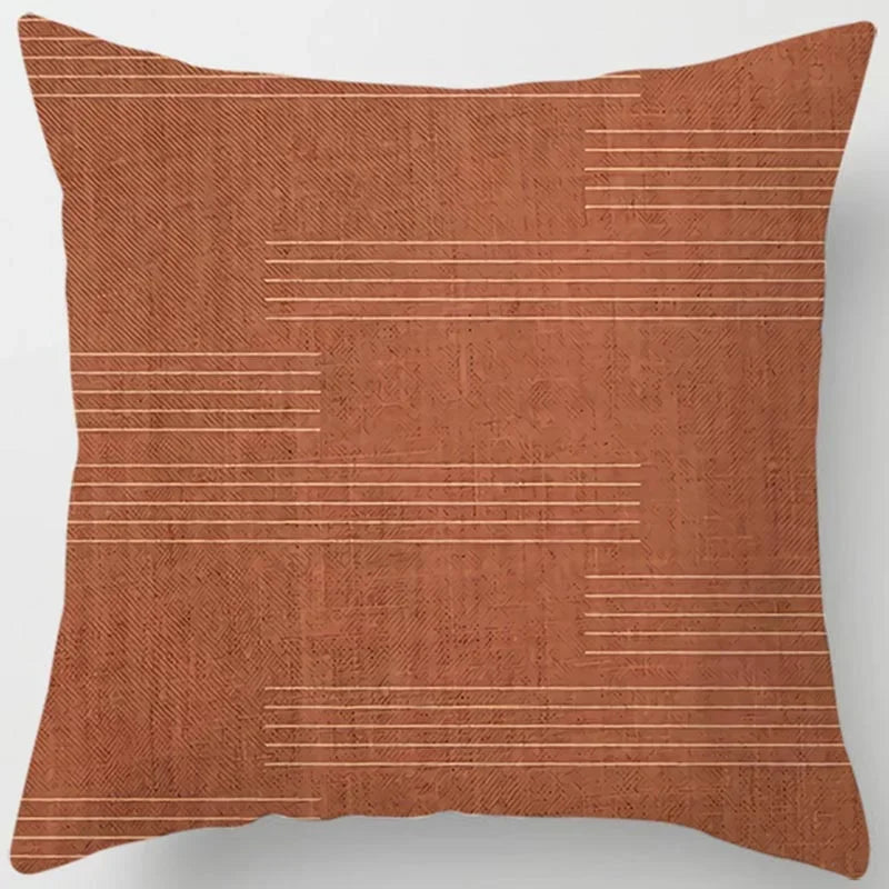 Brown Geometric Print Square Pillowcase Home Goods Car Sofa Cushion Cover