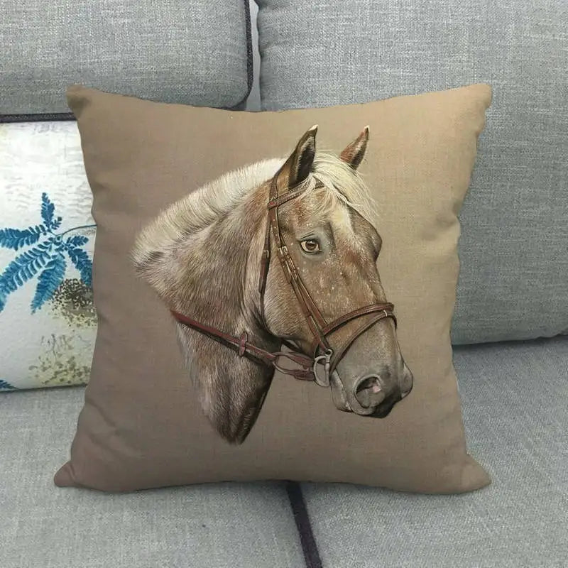 Creative vintage horse head Digital printing short plush pillow covers for car sofa office cushion cover home goods