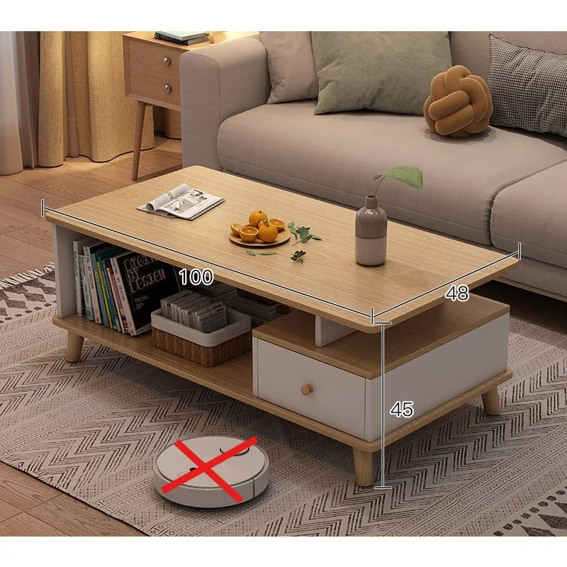 Coffee table living room household modern simple coffee table small apartment solid wood leg tea table tea table square