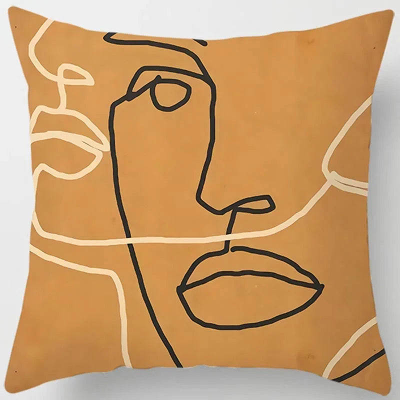 Brown Geometric Print Square Pillowcase Home Goods Car Sofa Cushion Cover