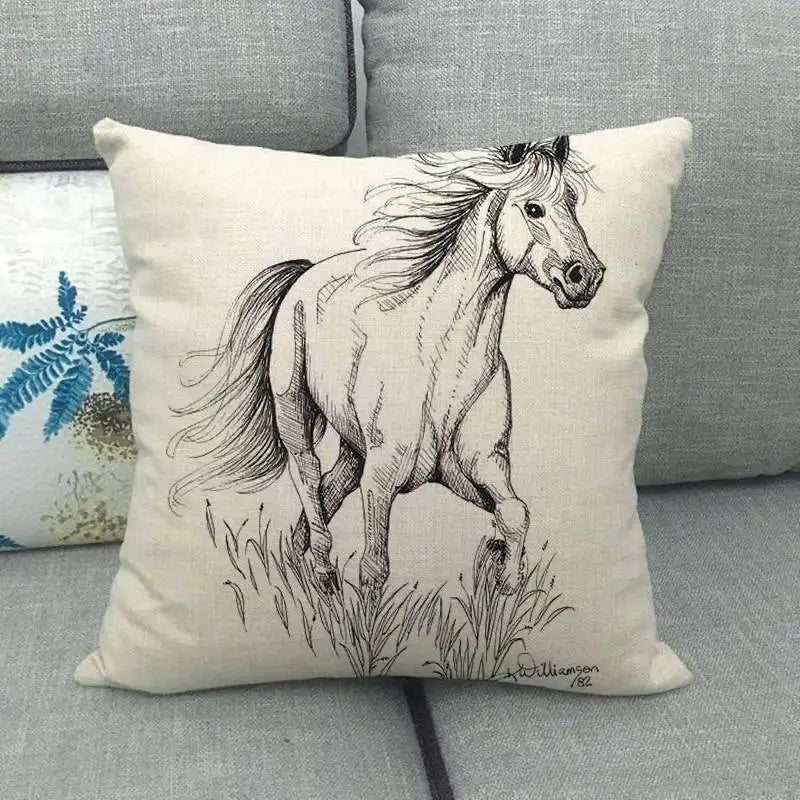Creative vintage horse head Digital printing short plush pillow covers for car sofa office cushion cover home goods