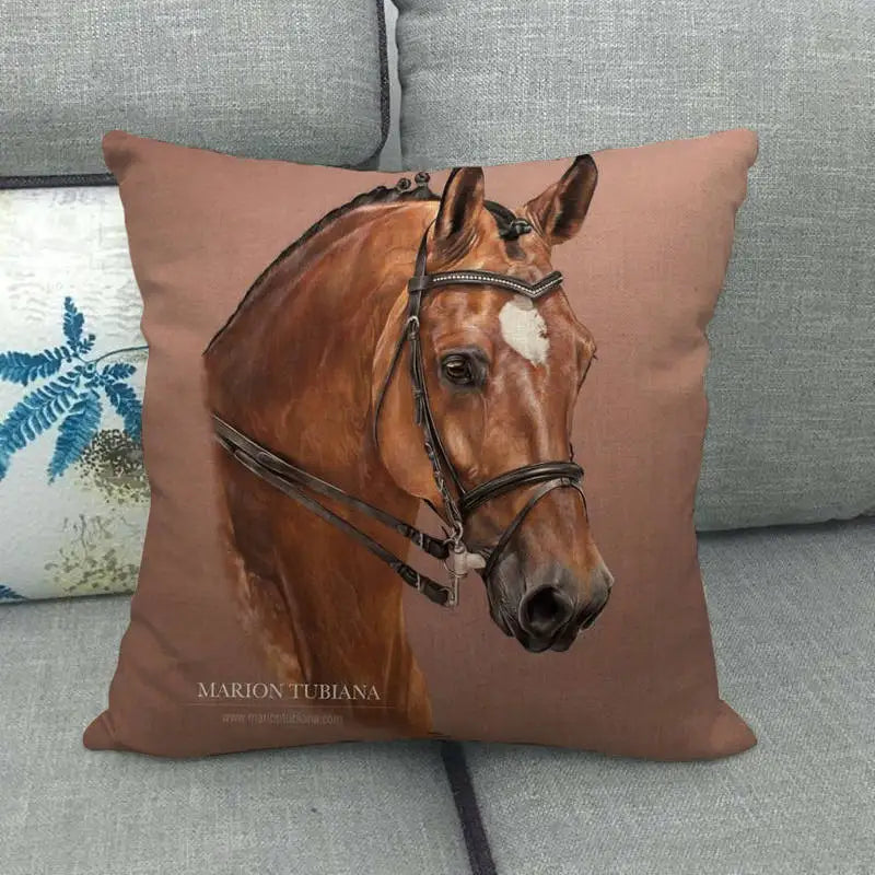 Creative vintage horse head Digital printing short plush pillow covers for car sofa office cushion cover home goods
