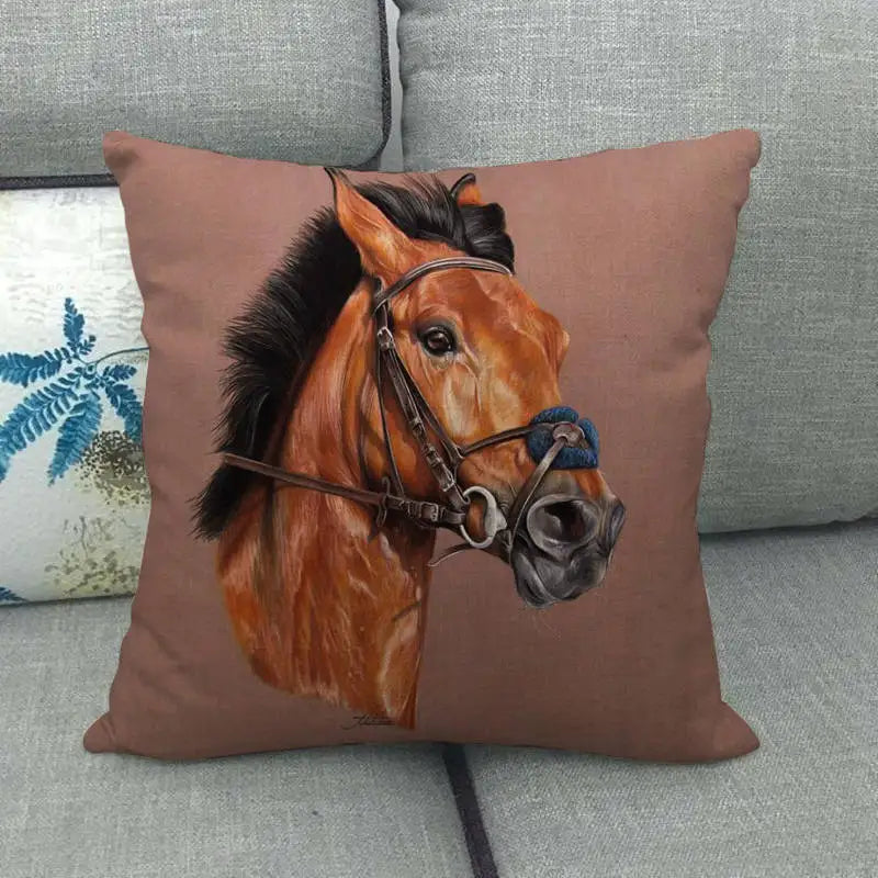 Creative vintage horse head Digital printing short plush pillow covers for car sofa office cushion cover home goods