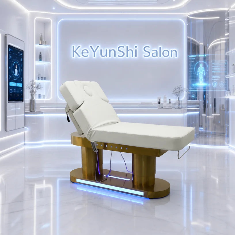 Custom Luxury Spa Room White pink Facial Beauty Lash Extension Bed 4 Motors Electric Heating Massage Tables & Beds for Salon