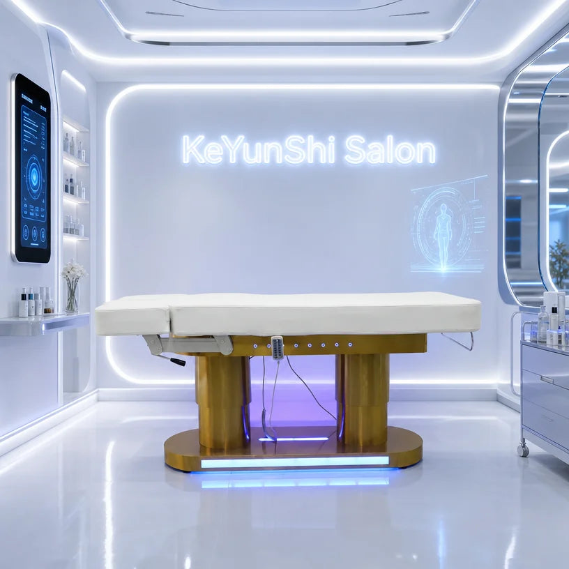 Custom Luxury Spa Room White pink Facial Beauty Lash Extension Bed 4 Motors Electric Heating Massage Tables & Beds for Salon