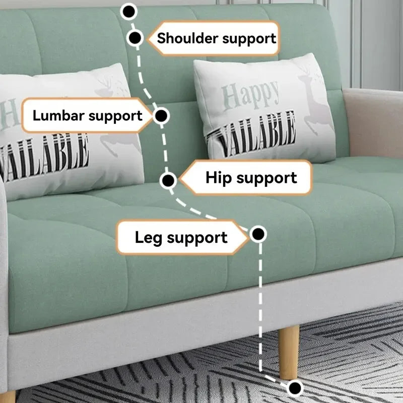 Stable Small Unit Sofa Bed, Foldable Dual-purpose Double Bed, Home Office Nap, Three Person Sofa, Leisure Fabric, Lazy Sofa