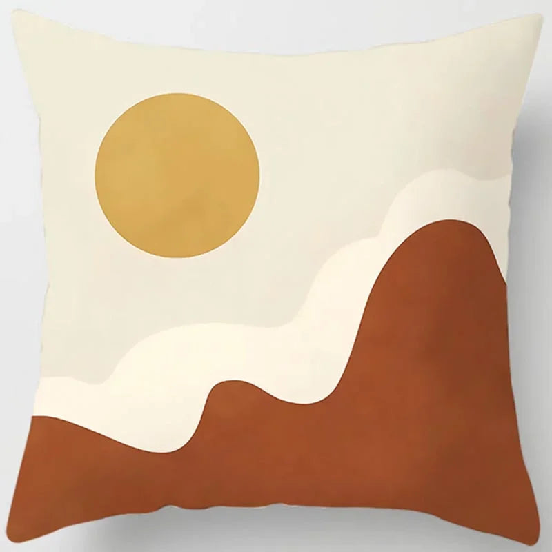 Brown Geometric Print Square Pillowcase Home Goods Car Sofa Cushion Cover