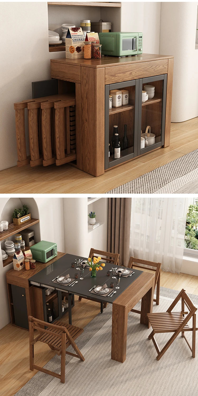 Modern Extendable Dining Table, Multi-functional Folding Wood Color ,Customizable Home Furniture ,Kitchen Table