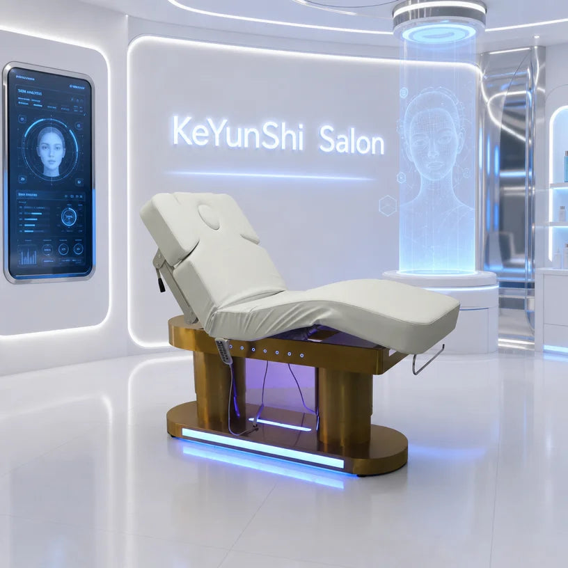 Custom Luxury Spa Room White pink Facial Beauty Lash Extension Bed 4 Motors Electric Heating Massage Tables & Beds for Salon