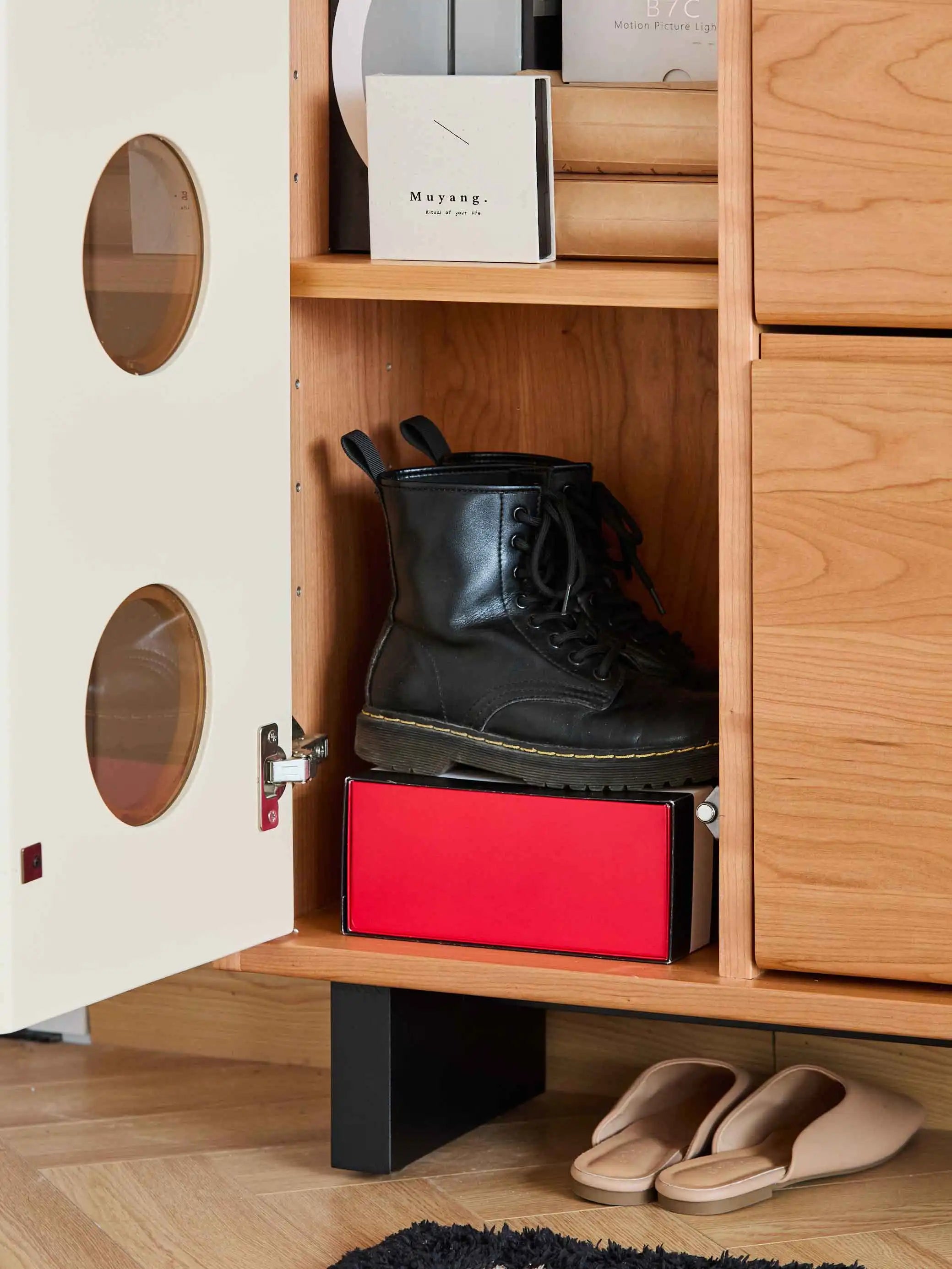 Modern Half House Wooden Shoe Cabinet for Home Hotel Entryway Furniture Organizer for Living Room Apartment Shoes Accessories