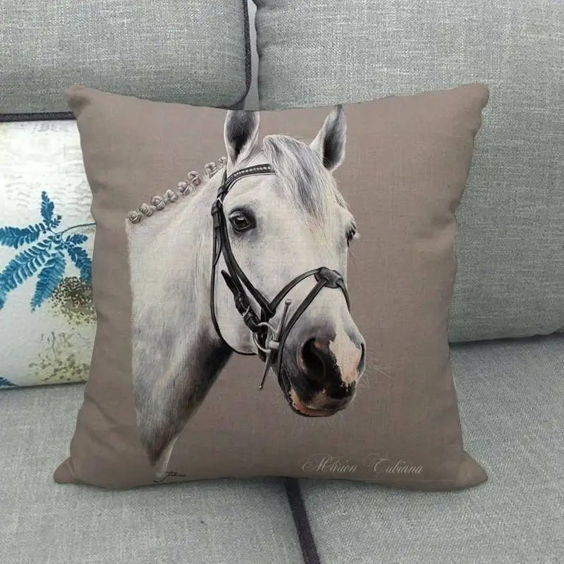 Creative vintage horse head Digital printing short plush pillow covers for car sofa office cushion cover home goods