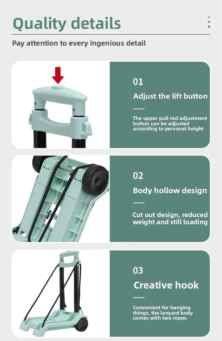 Exquisite Household small cart folding pull goods handling trailer shopping cart luggage trolley