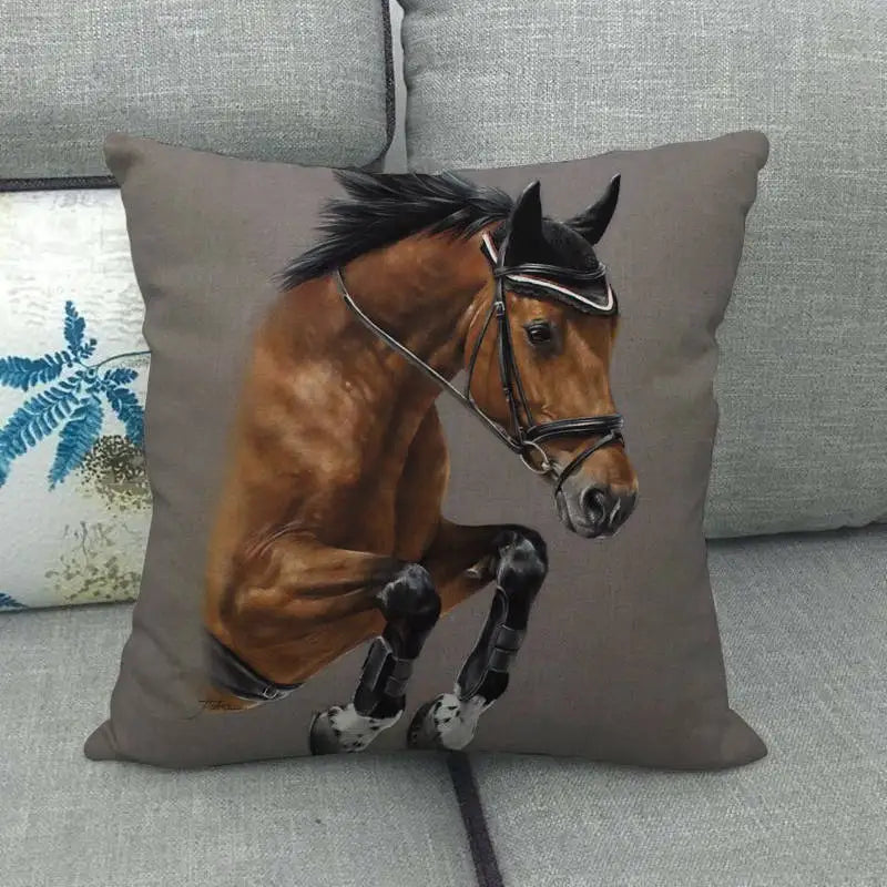 Creative vintage horse head Digital printing short plush pillow covers for car sofa office cushion cover home goods