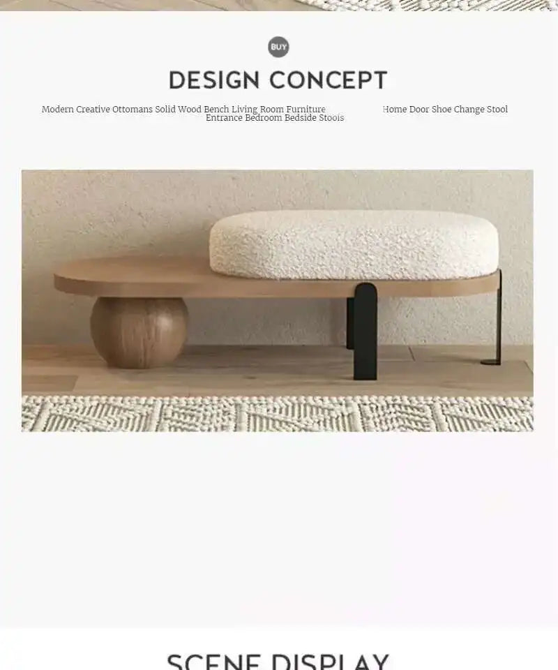 Modern Creative Ottomans Solid Wood Bench Living Room Furniture Home Door Shoe Change Stool Entrance Bedroom Bedside Pouf Stools