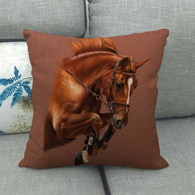 Creative vintage horse head Digital printing short plush pillow covers for car sofa office cushion cover home goods