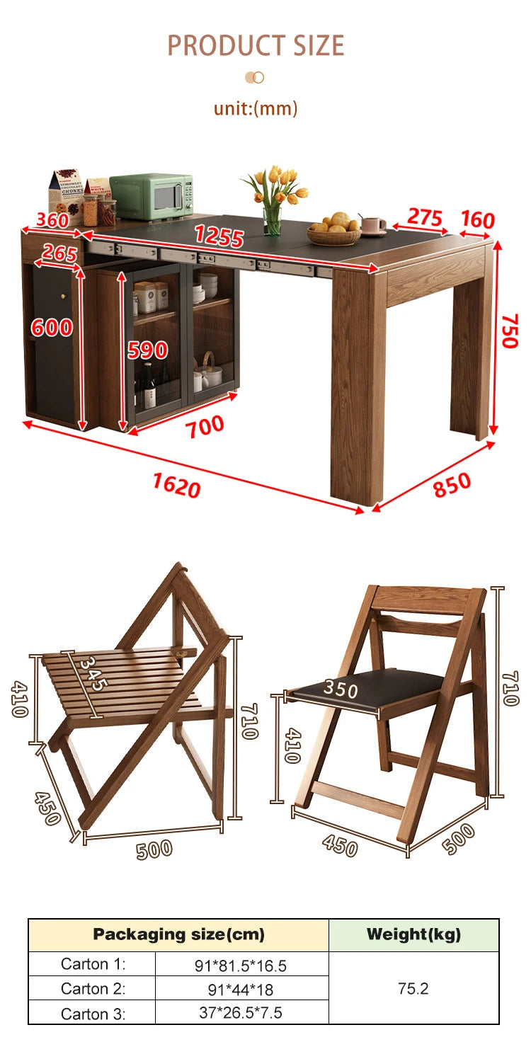Modern Extendable Dining Table, Multi-functional Folding Wood Color ,Customizable Home Furniture ,Kitchen Table
