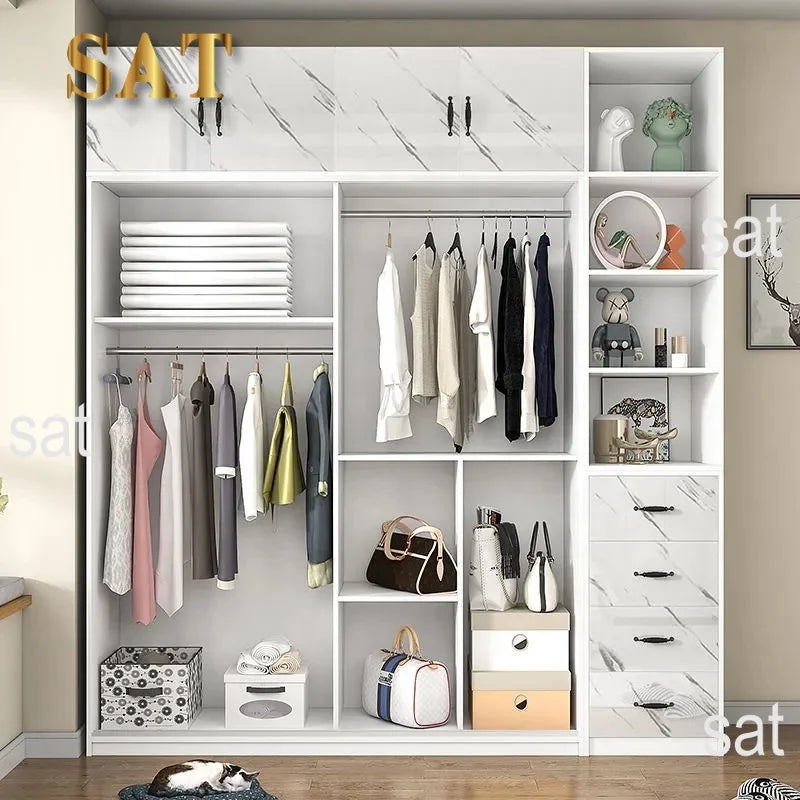 Modern Cheap Closet Clothes MDF Small Size Corner Simple Design Bedroom Furniture Wardrobes with Large Storage