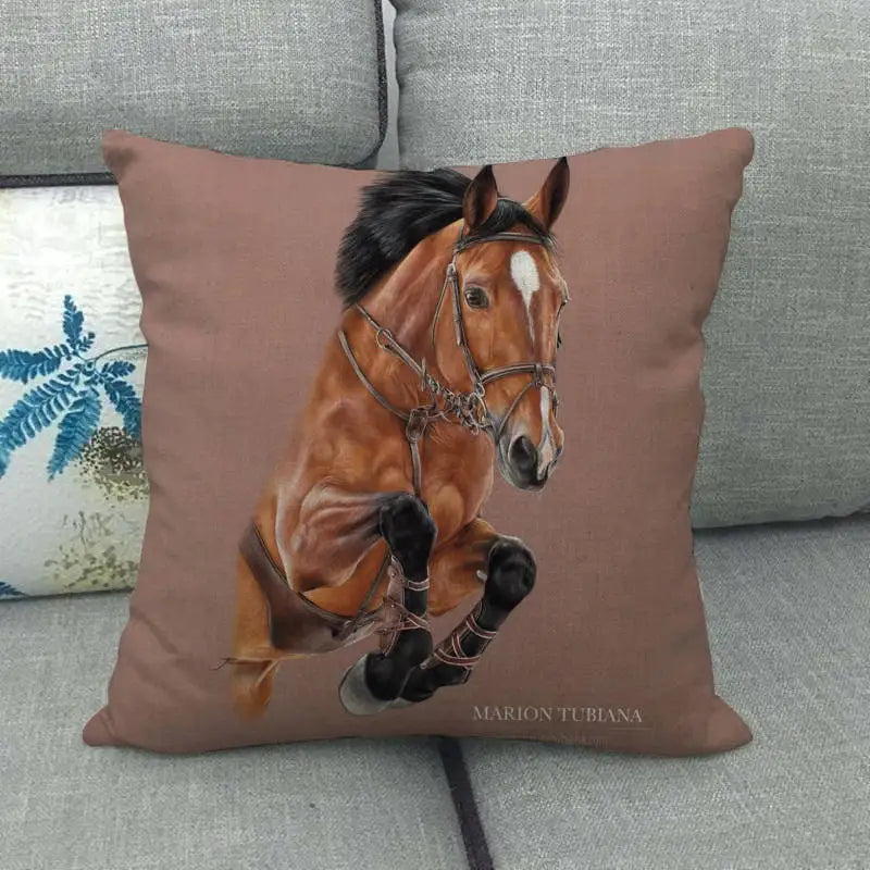 Creative vintage horse head Digital printing short plush pillow covers for car sofa office cushion cover home goods