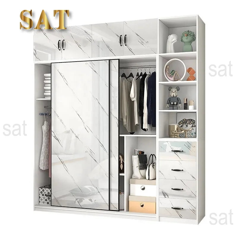 Modern Cheap Closet Clothes MDF Small Size Corner Simple Design Bedroom Furniture Wardrobes with Large Storage